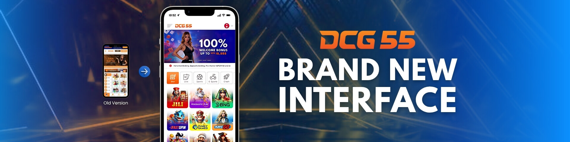 New DCG55 mobile interface shown on a smartphone